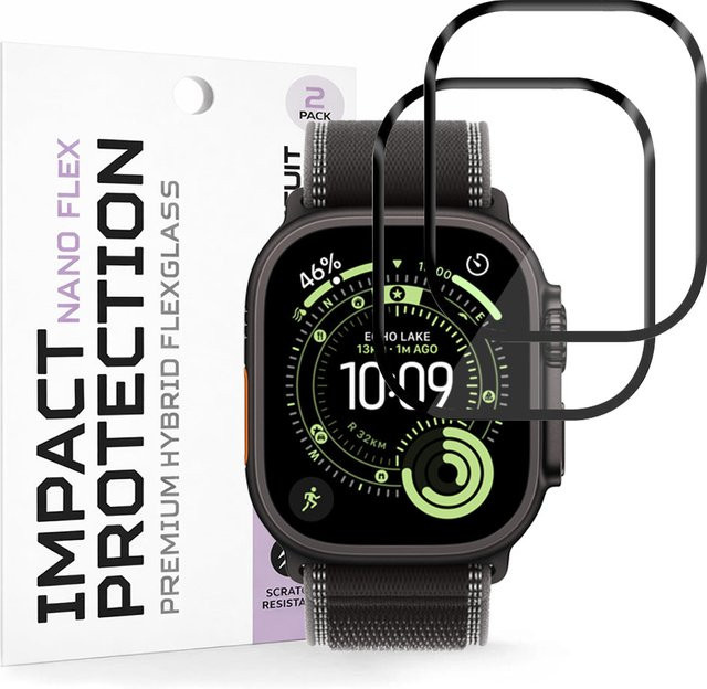 Techsuit Nano Flex Schutzfolie für Apple Watch Ultra Series, Kunststoff, Schwarz, 2 Stück - Bild 1