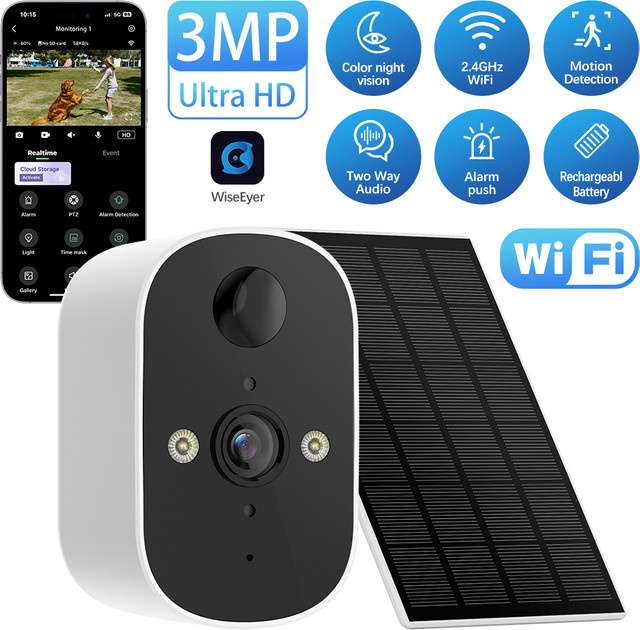 Woolink 3MP Batteriebetriebene Kabellose WLAN Heimsicherheitskamera für Innen- und Außenbereich, IP-CCTV-Kamera in Weiß - Bild 1