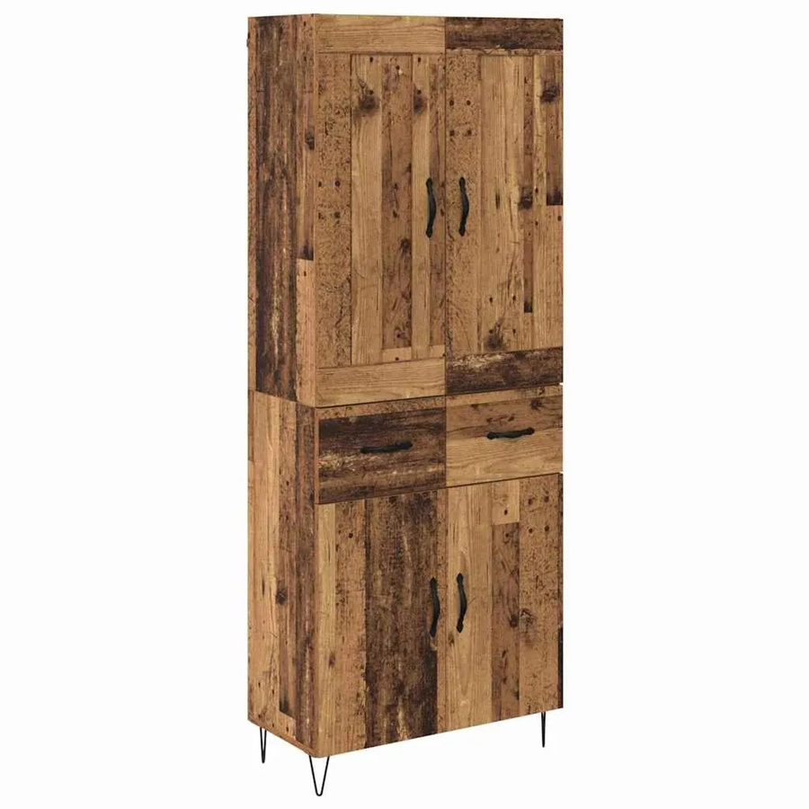 vidaXL Highboard Altholz Braun mit Türen und Schubladen B/T/H: 69,5 x 34 x 180 cm - Bild 2