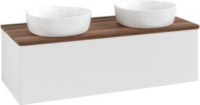 V&B Waschtischunterschrank Antao mit Frontstruktur und Beleuchtung, Farbe: Weiß, B/T/H: 120 x 50 x 50 cm - Bild 1