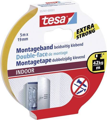 tesa Powerbond Indoor Montageband Orange und Weiß, Breite: 19 mm, Länge: 5 m - Bild 1
