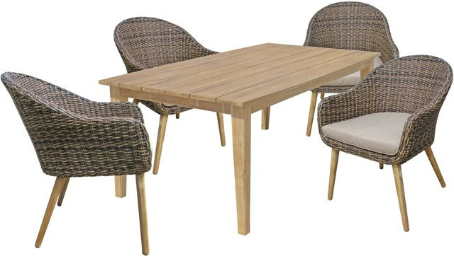 Garden Pleasure Gartenmöbel-Set Visalia/Pueblo 5-teilig in Grau und Braun aus Akazienholz und Aluminium mit rustikalem Design - Bild 1