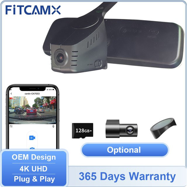 FITCAMX Universelle Auto-Dashcam mit WLAN und 4K UHD in Schwarz für Honda- und Volkswagen-Modelle (2011-2021) - Bild 1