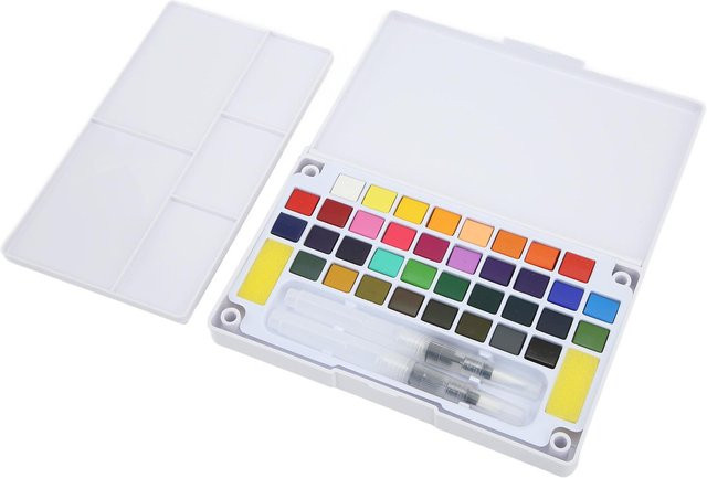 GoolRC Aquarellfarben Set mit 36 Stück in Weiß, tragbares Künstlerset mit gesättigten und lichtechten Farben - Bild 1