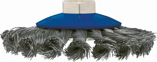 LUX-TOOLS Stahl-Scheibenbürste gezopft für Winkelschleifer, Durchmesser: 100 mm, Blau - Bild 1