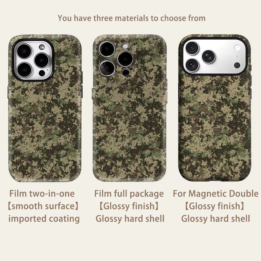 Potdemiel Magnetische iPhone Hülle Earth Tone Camouflage Double-Layer Tough Case für iPhone 17 16 15 14 Pro Max Plus, Mehrfarbig - Bild 2