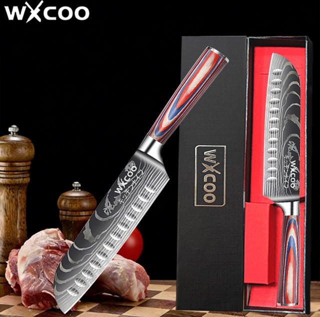 WXCOO Professionelles Japanisches Santoku Chefmesser mit Geschenkbox für Obst und Gemüse - Bild 1