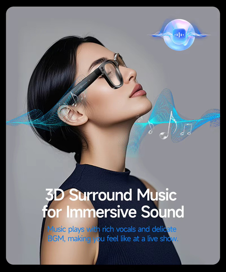 DIXSG Smart Sonnenbrille mit 4K Kamera, AI Übersetzung, Foto und Video Aufnahme, Wasserdicht, Farbe: Schwarz - Bild 2