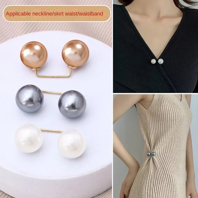 Brosche Pin Clip, Künstliche Perle, Legierung, 3 Stück - Bild 1