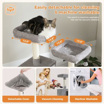 Pawz Road Katzenbaum Grau mit Höhle, Hängematte und integriertem Spielzeug, Höhe: 180 cm - Bild 3