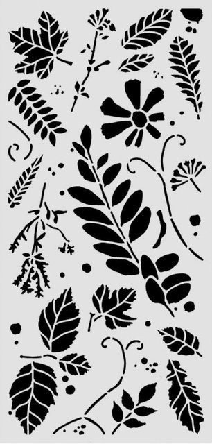 Stamperia Schablone Flowers and Poems - Mixed Leaves, B: 12 cm, H: 25 cm - Bild 1