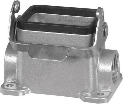 Amphenol C146 10N006 802 1-1 Sockelgehäuse mit 1 Längsbügel und 1 Kabelabgang in Silber, niedrige Bauform - Bild 1