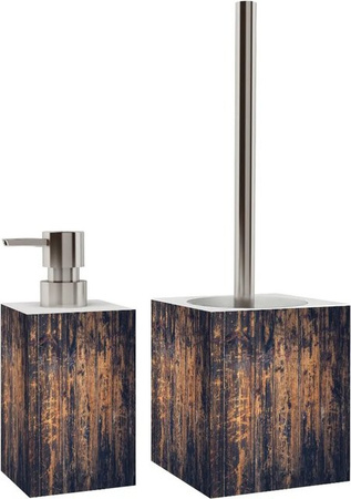 Sanilo Badezimmer Set Vintage mit Seifenspender und WC Bürste aus Edelstahl in Schwarz und Braun, Höhe: 170 cm, Breite: 70 cm