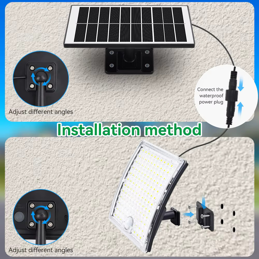 Arbrac 2er-Pack Solar-Flutlicht mit Bewegungssensor und 5 m Kabel, schwarze Wandleuchte für Außenbereich, B/H/T: 13 x 13 x 13 cm - Bild 5