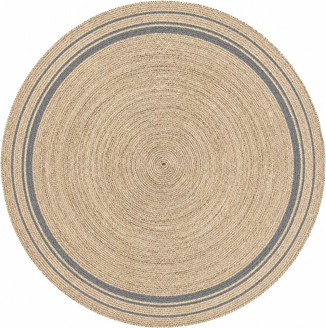 Handgefertigter Jute Rundteppich King of the Jute Rugs in Grau/Beige Durchmesser: 210 cm - Bild 1