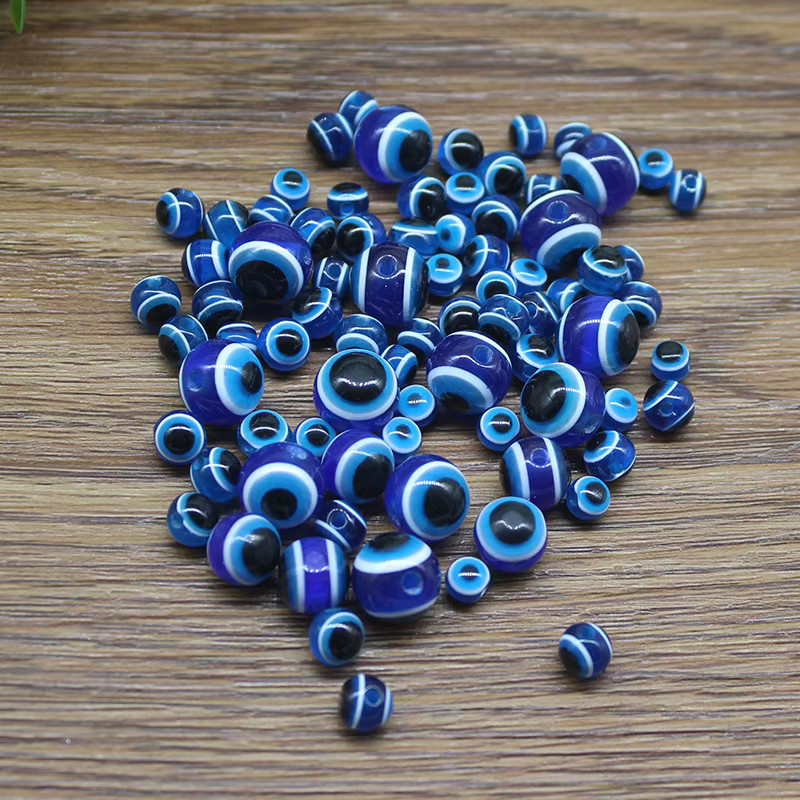 Blaue runde Perlen, böse Augen, 4/6/8mm, 1000er Paket - Bild 3