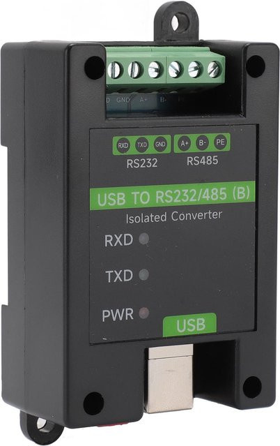 Igeteck USB-zu-RS232-RS485-Konverter mit FT232RNL-Chip, isolierter USB-Konverter in Industriequalität mit 3 LEDs, grau/schwarz - Bild 1