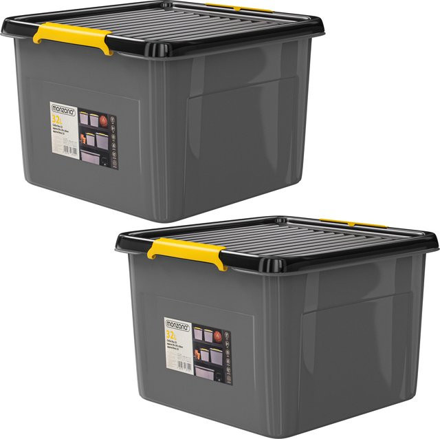 MONZANA Aufbewahrungsbox 2er-Set in Grau und Anthrazit, stapelbar, B/T/H: 39 x 39 x 26 cm - Bild 1