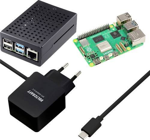 TRU COMPONENTS Pure Set Raspberry Pi 5 B 1GB mit Gehäuse und Netzteil in Schwarz - Bild 1