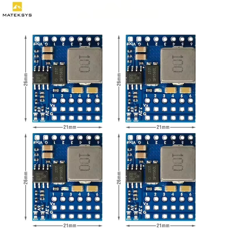 Matek Servo PDB Stromversorgungsmodul in Blau mit 5,5-36V Eingang und 6-Kanal-Servo-Verteilerplatine für RC FPV-Ausrüstung mit 5V/6V/7,2V/8,2V BEC-Mehrfachausgang - Bild 2