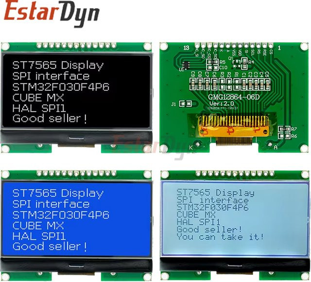 EstarDyn 12864-06D 3,3V LCD-Modul mit COG, ST7565R Punktmatrix-Bildschirm und SPI-Schnittstelle in Grau - Bild 1