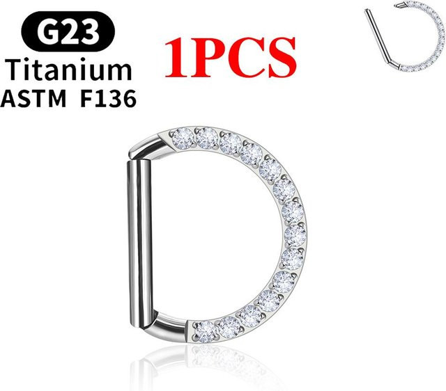 UHERA Nasenpiercing Ring, Titan, Zirkonia, Silber, Damen, 16G, 1.2x8mm - Bild 1