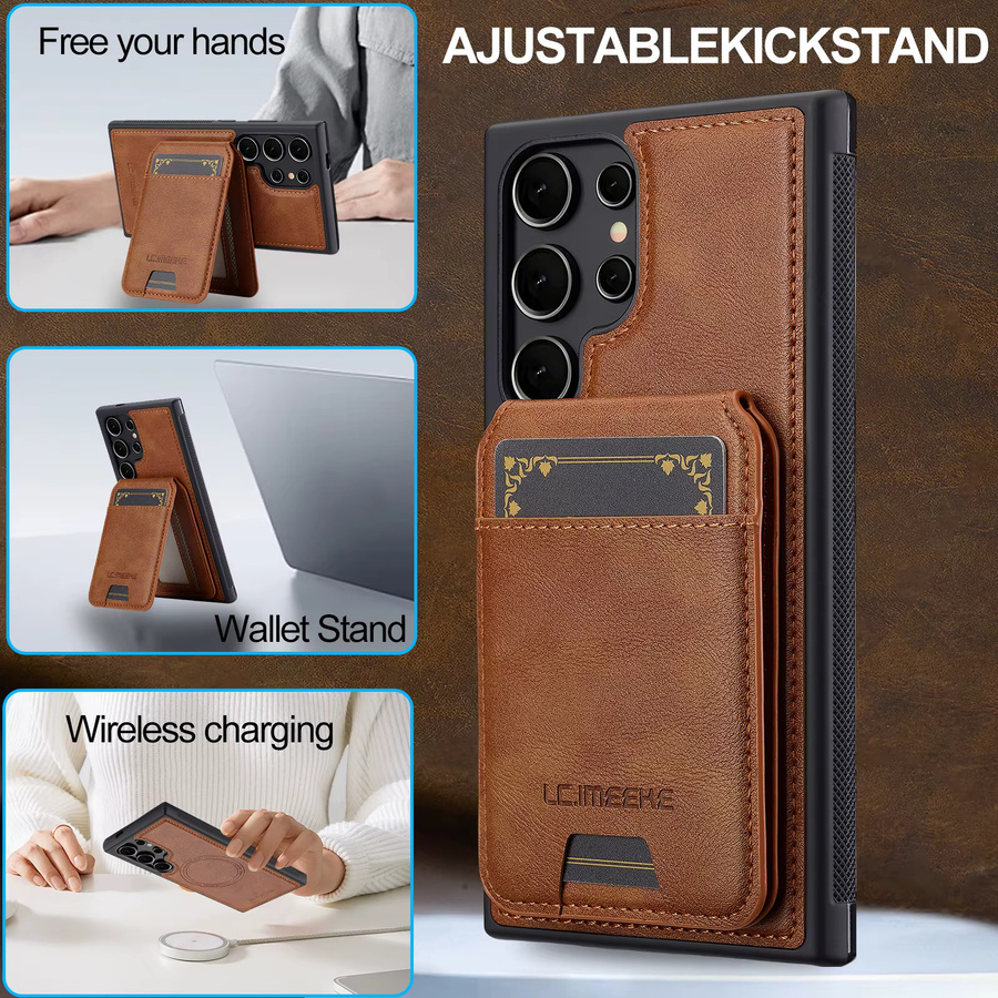Magnetische Leder-Handyhülle mit Kartenhalter und MagSafe-Unterstützung für Samsung Galaxy S25 S24 S23 S22 S21 Ultra, kabelloses Laden möglich - Bild 2