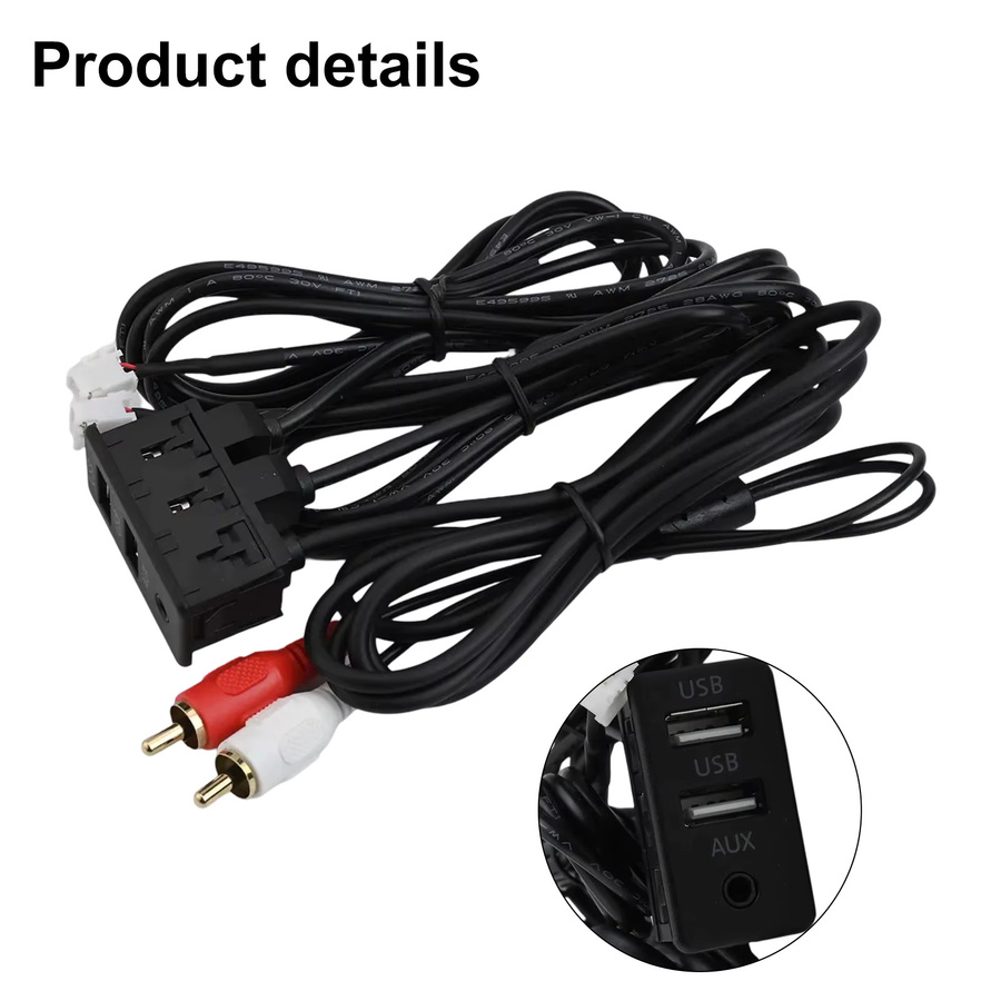 Auto Dash Mount USB und AUX Adapter Panel Interface Verlängerung mit 145 cm Kabel in Schwarz für Android Navigation und RCA Audio Eingang - Bild 3