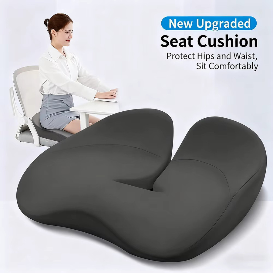 Ergonomisches Memory-Schaum Sitzkissen in Grau mit Konturform und Keilform zur Entlastung der Hüfte - Bild 3