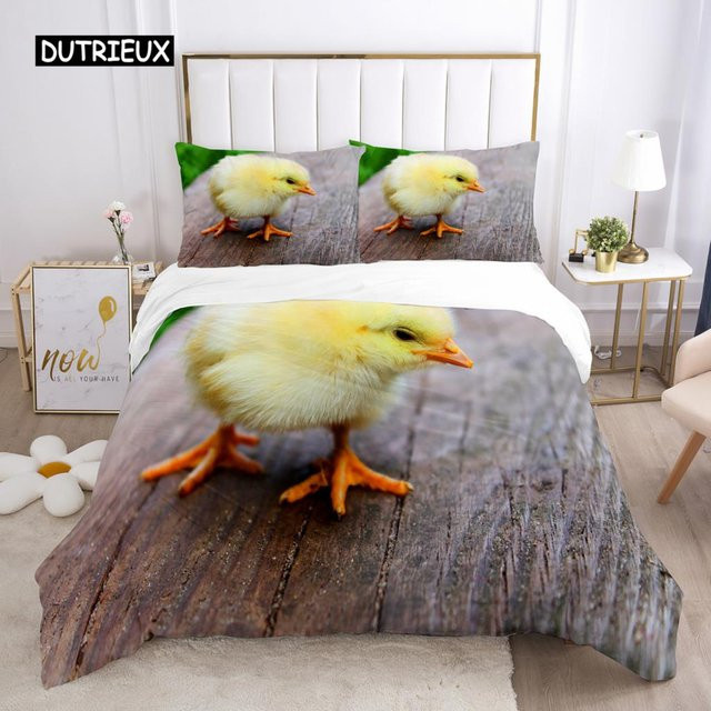 Bettwäsche-Set mit Küken-Motiv von Binchi Outdoor Product aus Mikrofaser, Mehrfarbig, B/H: 135 x 200 cm - Bild 1