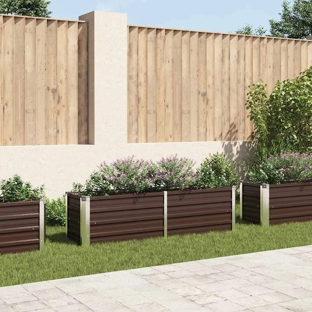 Furnicato Garten-Hochbeet aus verzinktem Stahl in Braun, B/T/H: 160 x 40 x 45 cm - Bild 1