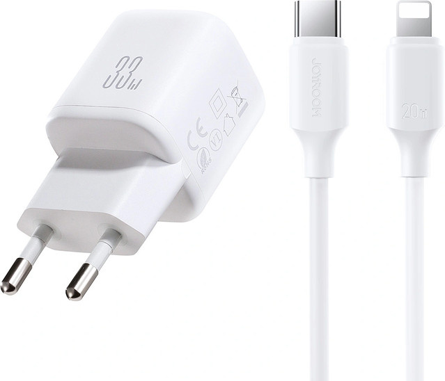 Joyroom Netzladegerät mit Lightning-Kabel JR-TG7, 33W, 3A, 1 x USB-A und 1 x USB-C, Weiß - Bild 1