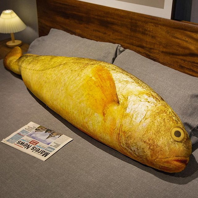 Kidsly Fisch-Plüschkissen-Spielzeug, gelb, 60cm, ab 6 Jahren - Bild 1