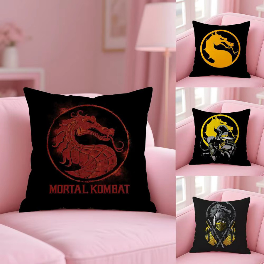 M-Mortal Kombat Kissenbezug aus Plüsch in Schwarz mit doppelseitigem Druck, B/T/H: 30 x 30 x 0 cm - Bild 3