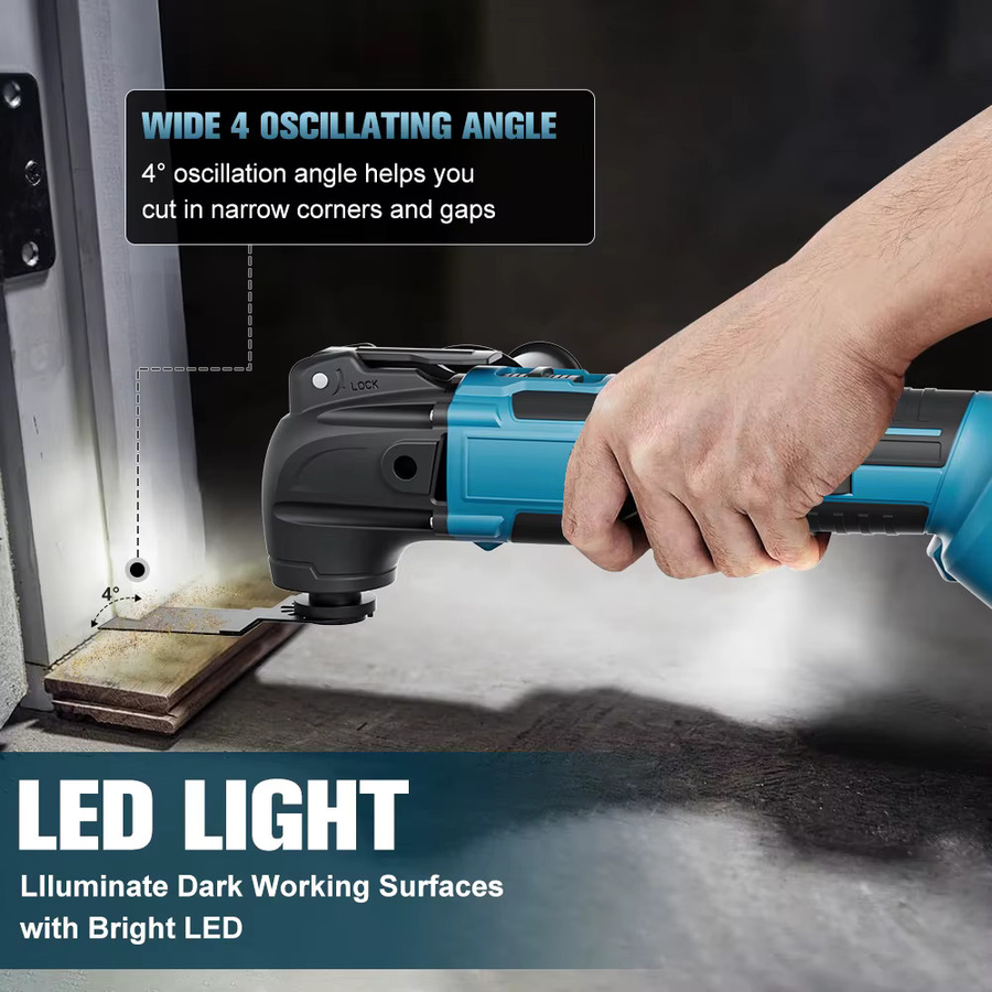 Synxiter Oszillierendes Multifunktionswerkzeug für Makita 18V Akku, 6 Gänge, Elektrische Holzschneidemaschine und Trimmer für Renovierungsarbeiten - Bild 4