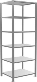 Schulte Grundregal Büro-Steckregal MULTplus150, verzinkt, Farbe: silber/grau, B/T/H: 200 x 75 x 60 cm, 6 Fachböden - Bild 1