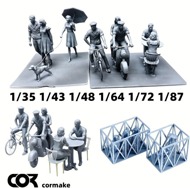 CorMake Moderne Urbane Zivilisten-Frauen Fahrrad-Set, Modellbausatz, 1:87 - Bild 1