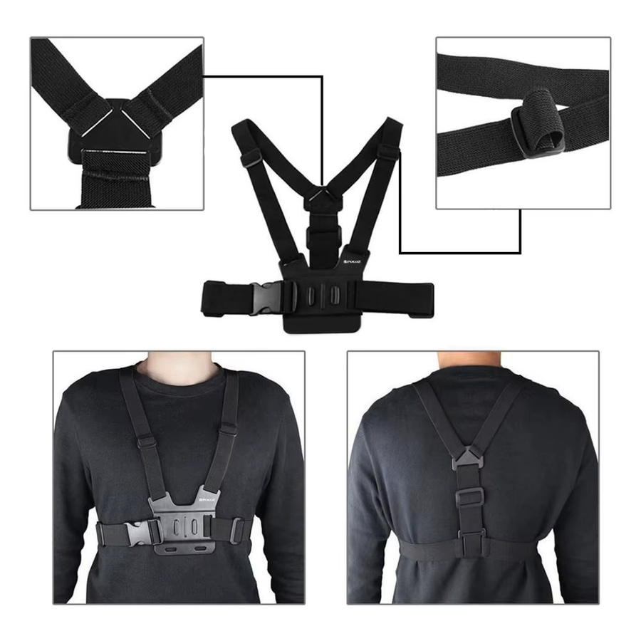 7-in-1 Action-Kamera-Set für GoPro in Schwarz mit Brustgurt, Telefonhalterung und verstellbaren Halterungen für Radfahren und Skifahren - Bild 6