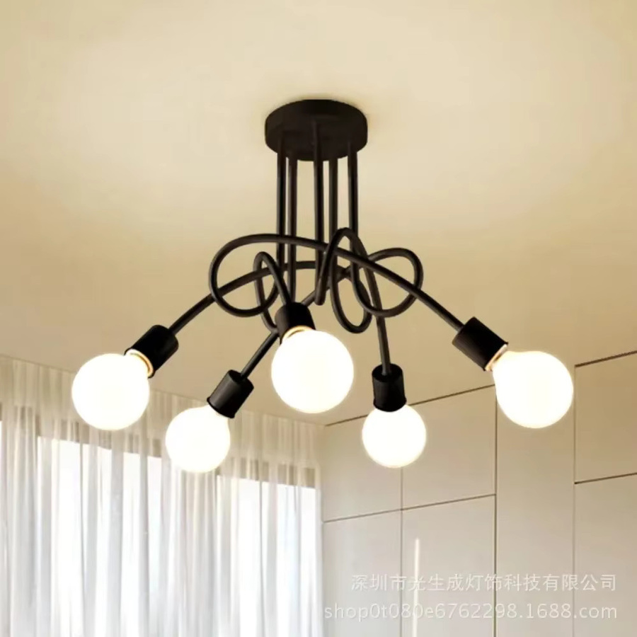 JOYINLED Moderne Deckenleuchte aus Schmiedeeisen mit E27 Fassung in Schwarz oder Weiß für dein Wohnzimmer - Bild 1