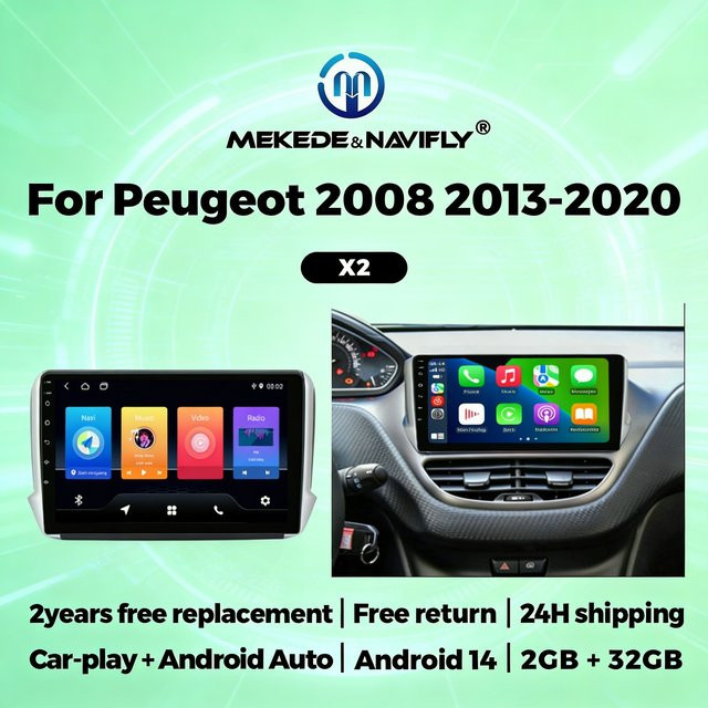 STRONGNAVI 2 DIN 10 Zoll Autoradio mit Touchscreen, Carplay und Android Auto, GPS Navigation, Schwarz, passend für Peugeot 2008 und 208 Serie (2013-2020) - Bild 1