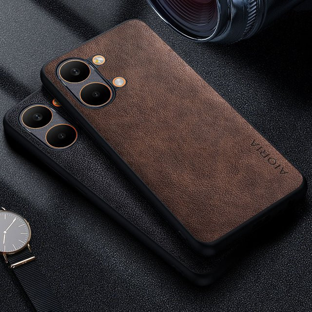 Premium Leder Handyhülle im Retro-Business-Stil für Xiaomi Poco X8 Pro Max in Orange - Bild 1