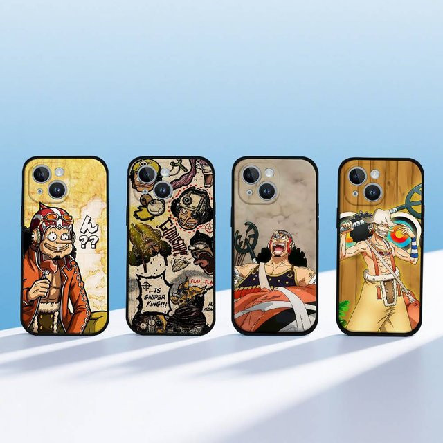 ONE PIECE Usopp Handyhülle aus Silikon für iPhone 17 16 15 14 13 12 11 Pro Max Mini X Xs XR in Schwarz - Bild 1