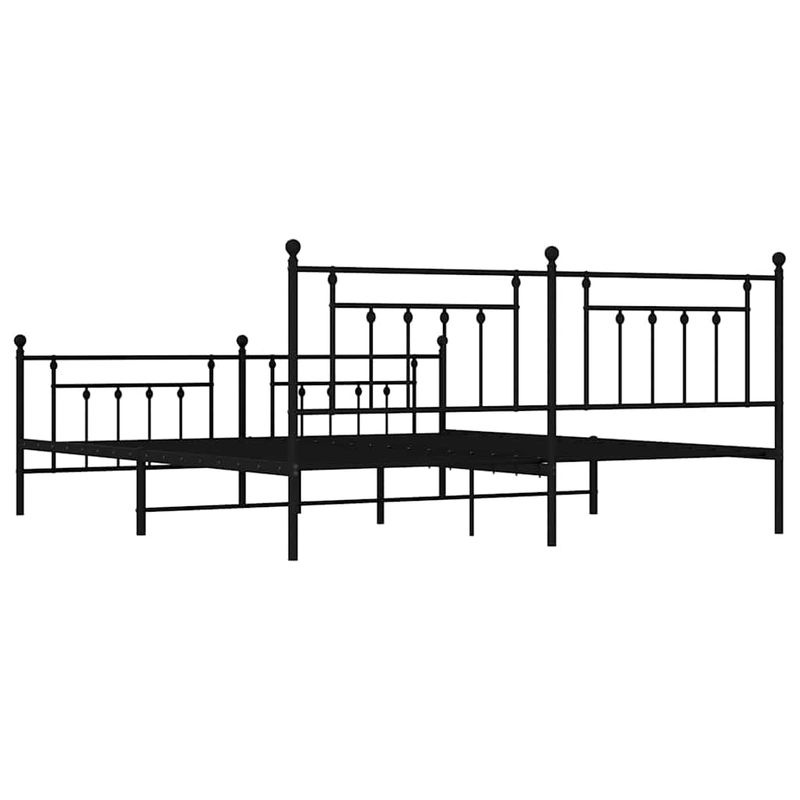 Vidaxl Metall-Bettgestell mit Kopfteil und Fußteil im Industrial-Stil, Schwarz, B: 193 cm, L: 203 cm - Bild 2