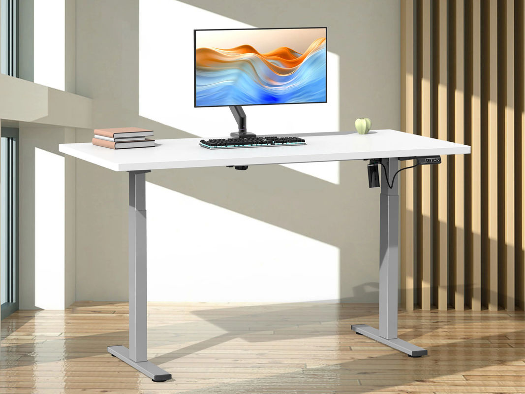 VCM Elektrisch Höhenverstellbarer Schreibtisch Lona, Sitz-Steh-Schreibtisch mit Memory-Funktion, Weiß/Silber, B/T: 110 x 50 cm, Höhe: 71–120 cm - Bild 2