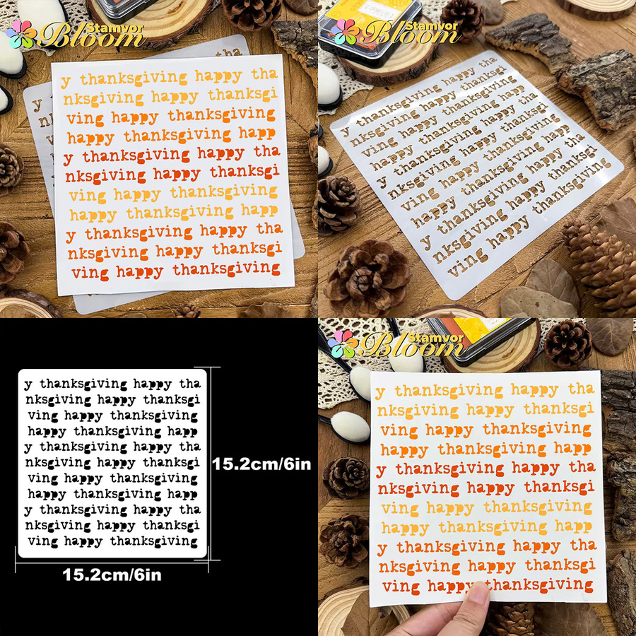 Schablonen-Set aus Papier mit Alphabet, Wörtern und Mustern für Graffiti und Sprühfarbe, Mehrfarbig, B/H: 15,2 x 15,2 cm - Bild 4