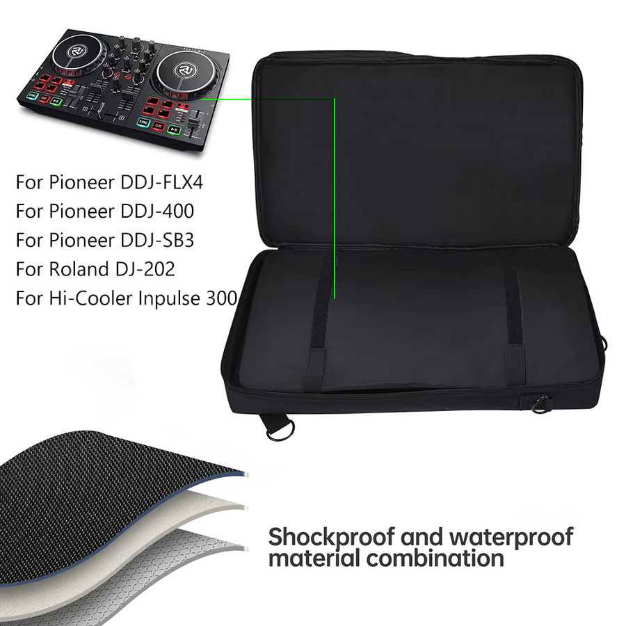 APWIKOGER Tragbare Schutzhülle für Pioneer DDJ-400 und DDJ-FLX4, staubdicht und kratzfest, Schwarz, mit Schultergurt - Bild 4