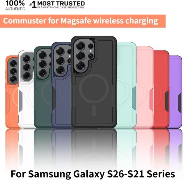 Commuster Armor Magnetische Schutzhülle für Samsung Galaxy S26 S25 S24 S23 S22 S21 Ultra Plus FE mit kabelloser Ladefunktion in Schwarz oder Pink - Bild 1