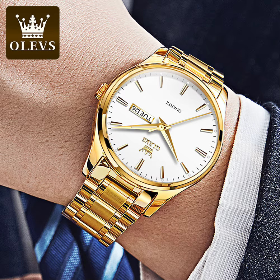 Olevs Armbanduhr Edelstahl, Gold, Analoguhr, Herren - Bild 4