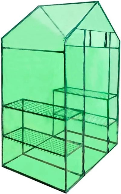 vidaXL Begehbares Gewächshaus in Grün mit 4 Regalen, Höhe: 190 cm, Breite: 80 cm, Tiefe: 80 cm - Bild 1