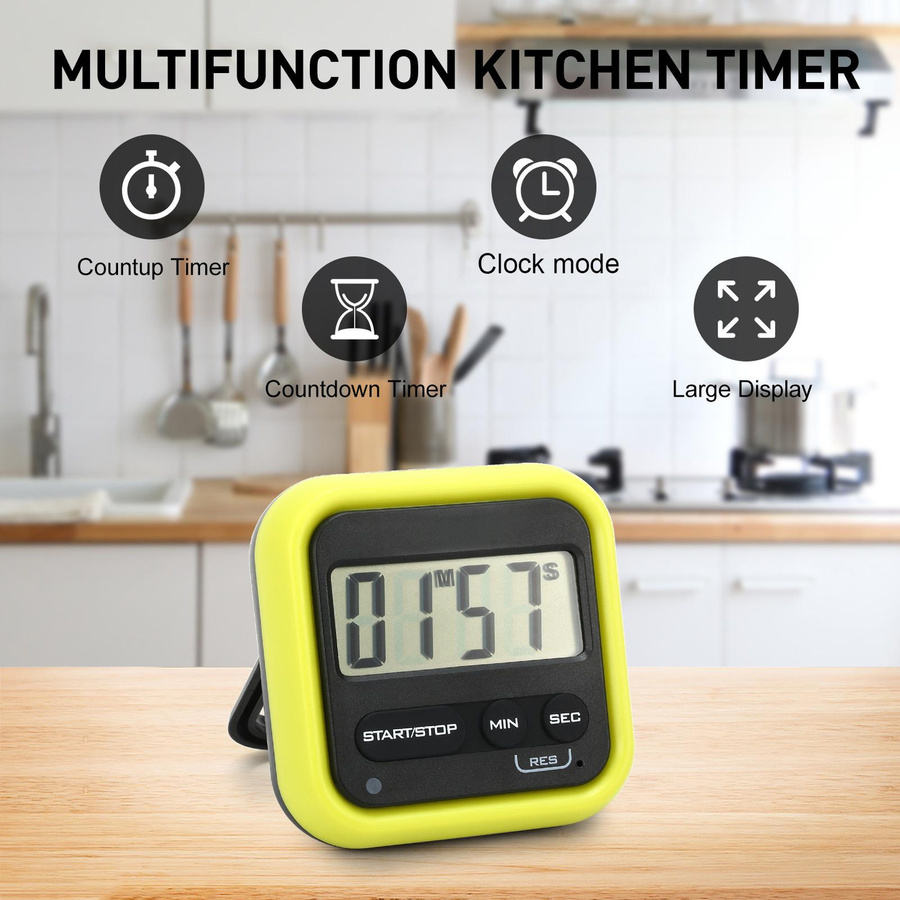 TOMTOP JMS Digitaler Küchentimer mit lautem Alarm und großem LCD-Display in Schwarz oder Grün - Bild 9
